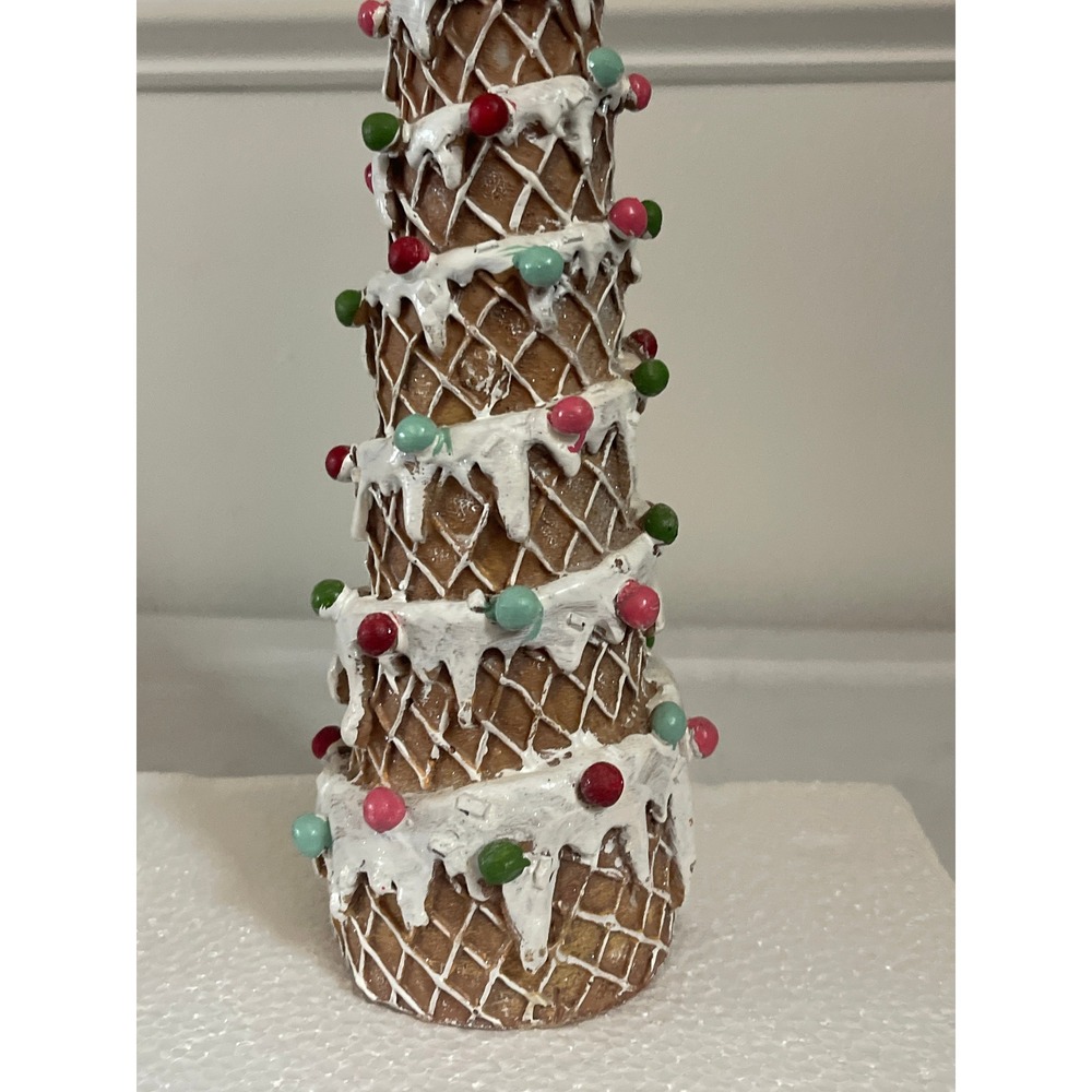 Village Gingerbread Ice Cream Cone Christmas Tree Lot Sugar Spice Village Decor - Picture 11 of 12